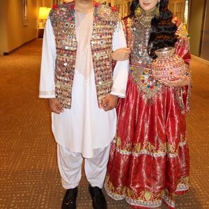 Afghan Bridal Dress with Train AND Mens Vest. 4 piece set.